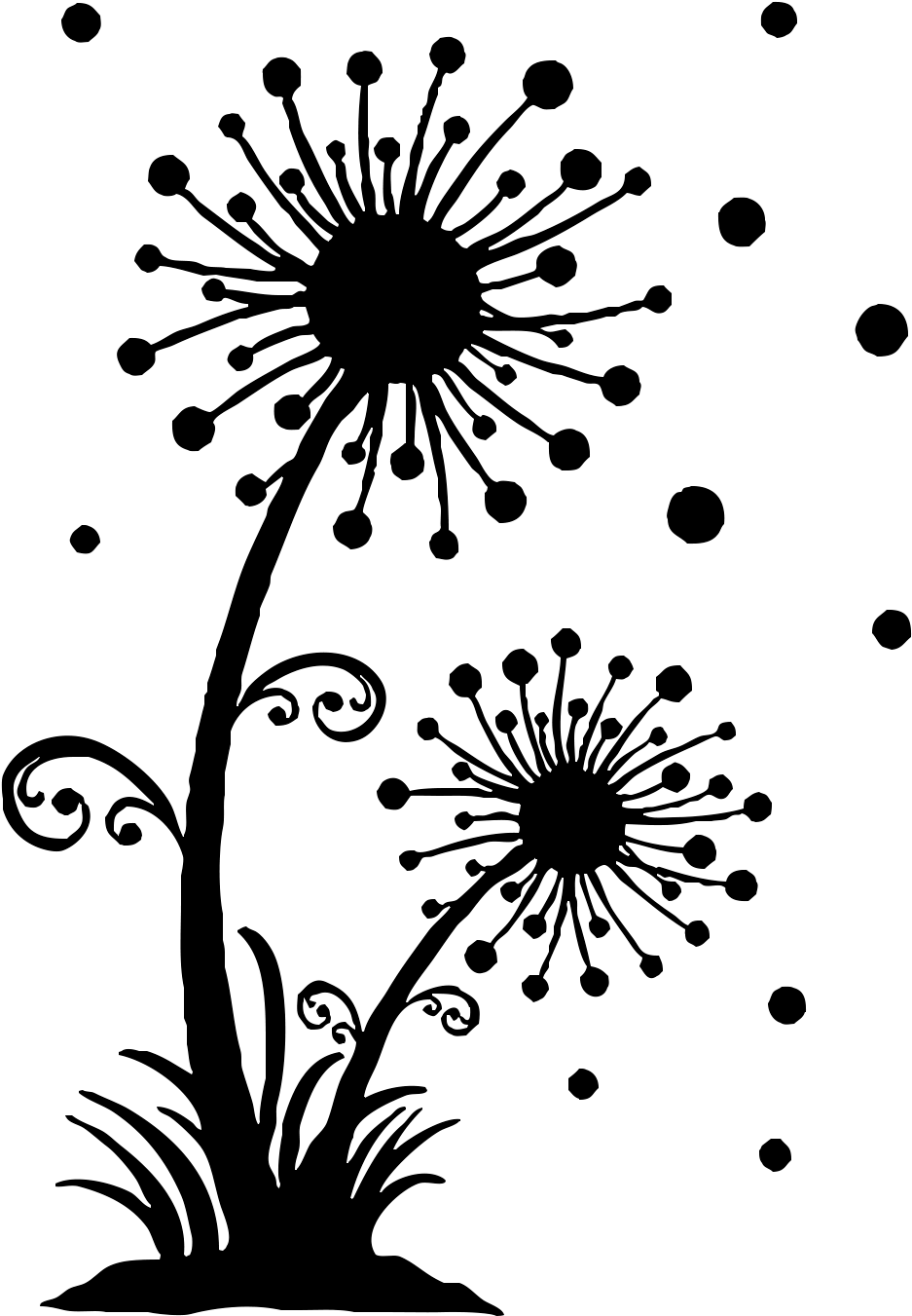 Stylized Dandelion Silhouette PNG Image