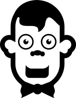 Stylized Face Blackand White Graphic PNG Image