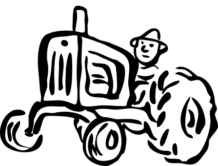 Stylized Farmer On Tractor PNG Image