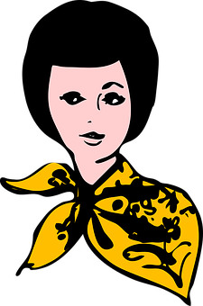 Stylized Female Face Yellow Scarf PNG Image