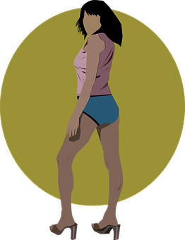 Stylized Female Figure Yellow Background PNG Image