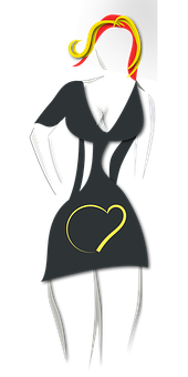 Stylized Female Silhouettewith Heart PNG Image