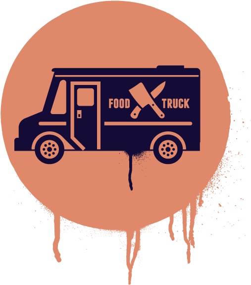 Stylized Food Truck Graphic PNG Image