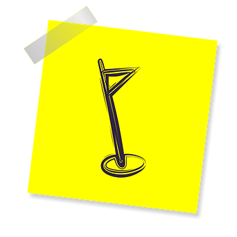 Stylized Golf Flag Iconon Yellow Postit PNG Image