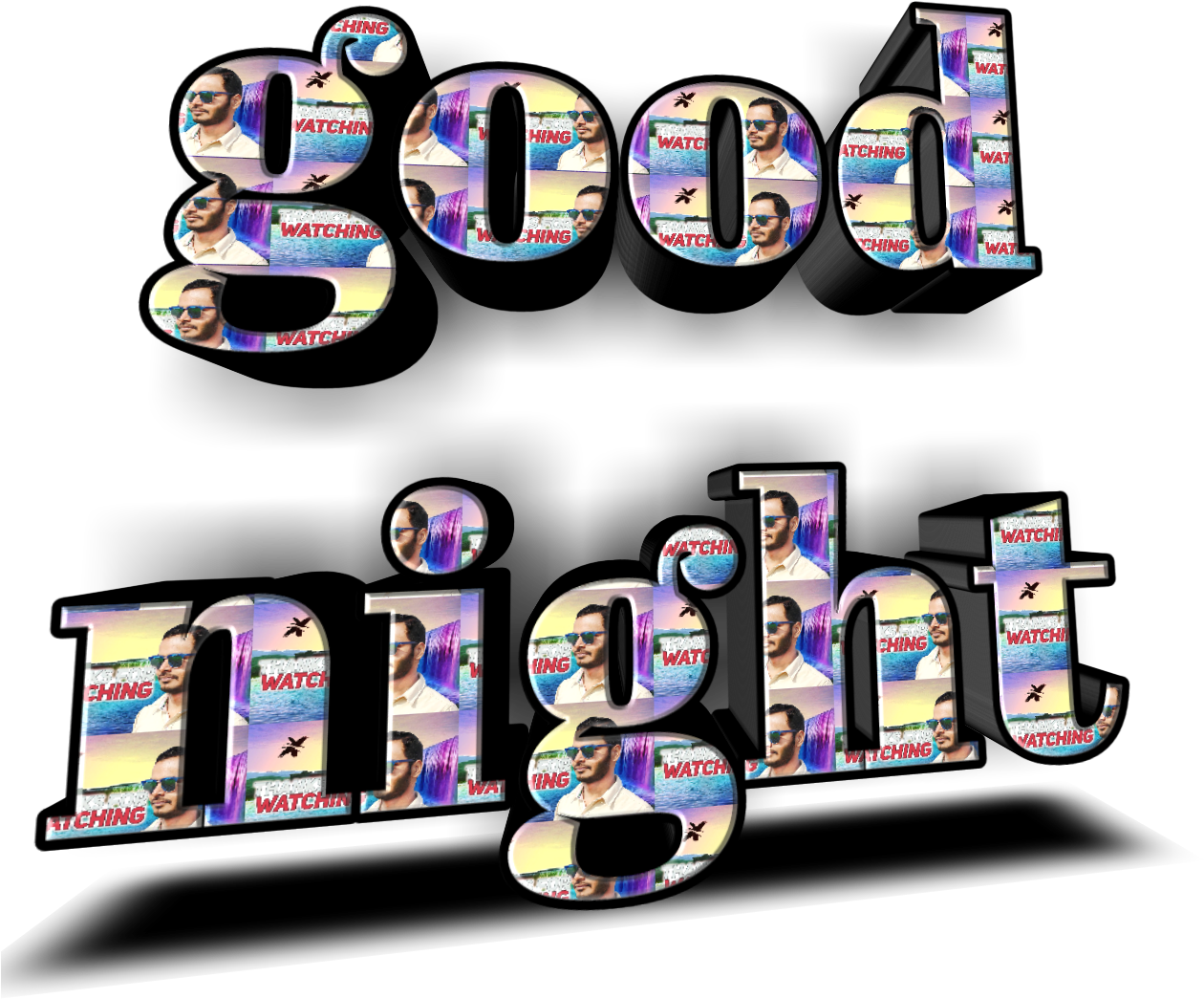 Stylized Good Night Text Design PNG Image