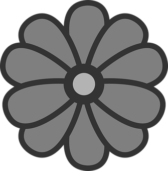 Stylized Gray Flower Graphic PNG Image