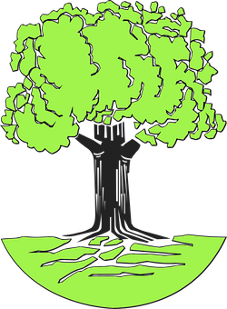 Stylized Green Tree Vector PNG Image