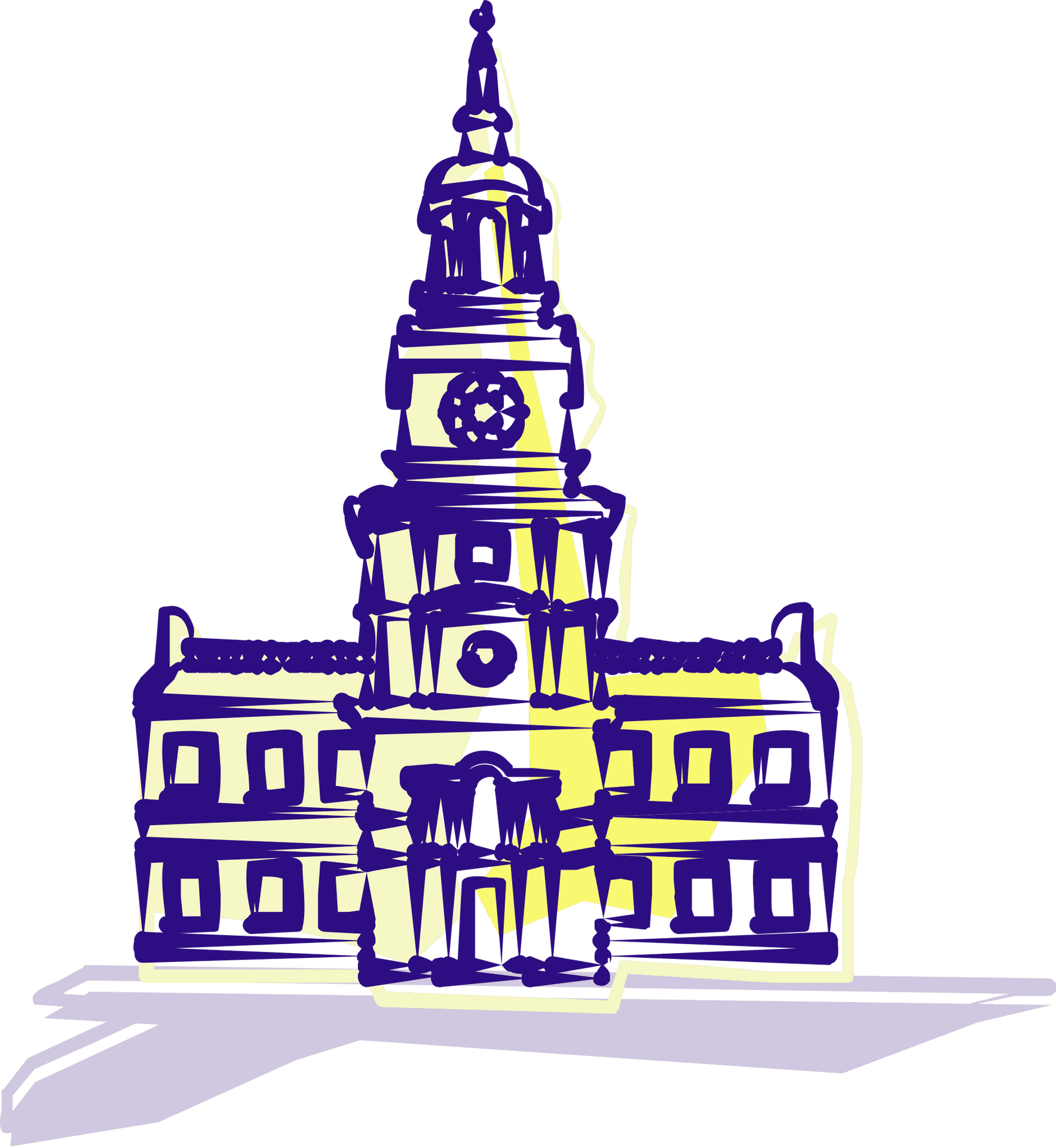 Stylized Historical Building Illustration PNG Image