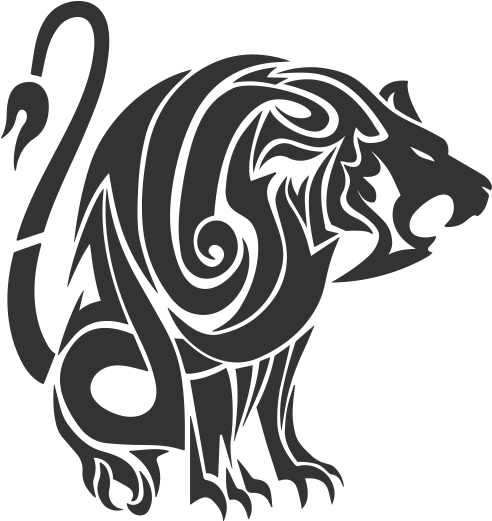 Stylized Lion Tattoo Design PNG Image