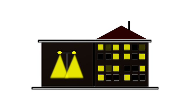 Stylized Nighttime Building Illustration PNG Image