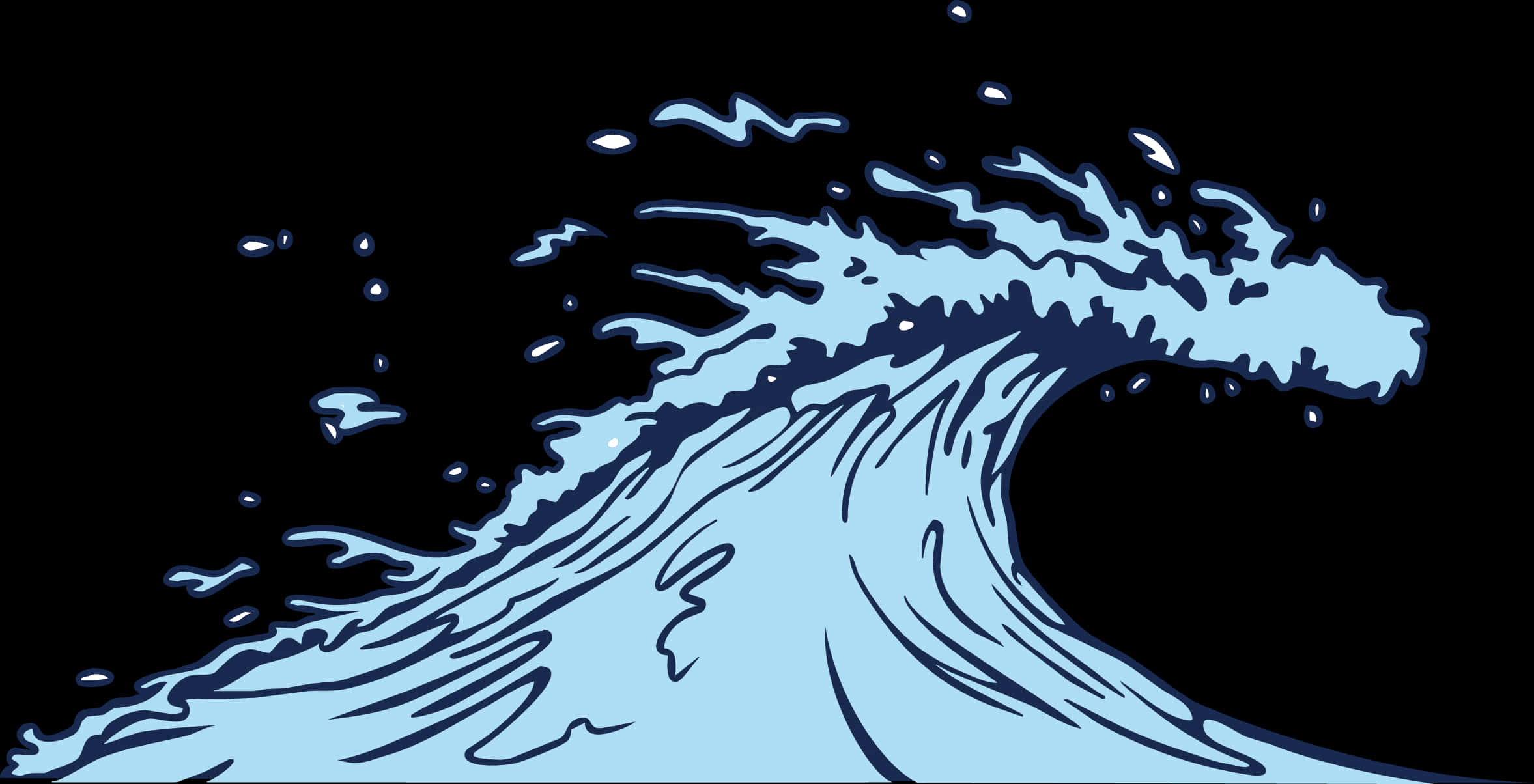 Stylized Ocean Wave Illustration PNG Image