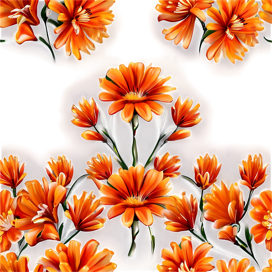 Stylized Orange Floral Png Dpl32 PNG Image