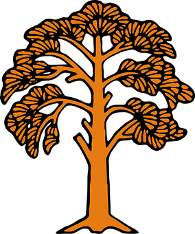 Stylized Orange Tree Graphic PNG Image