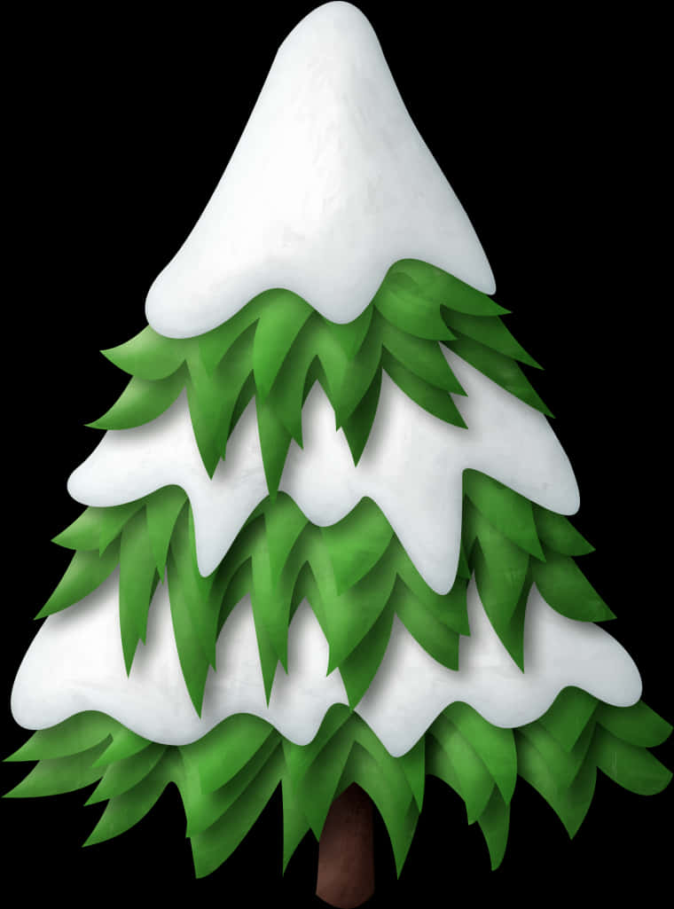 Stylized Paper Cutout Christmas Tree PNG Image