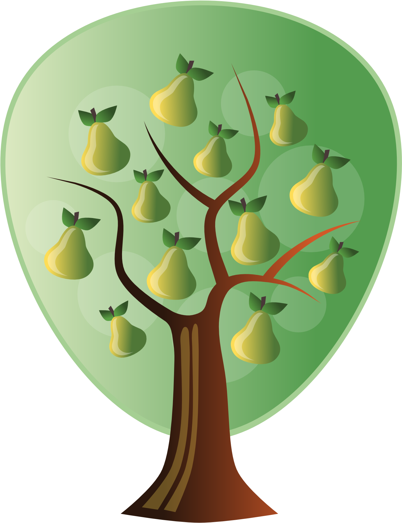 Stylized Pear Tree Illustration PNG Image