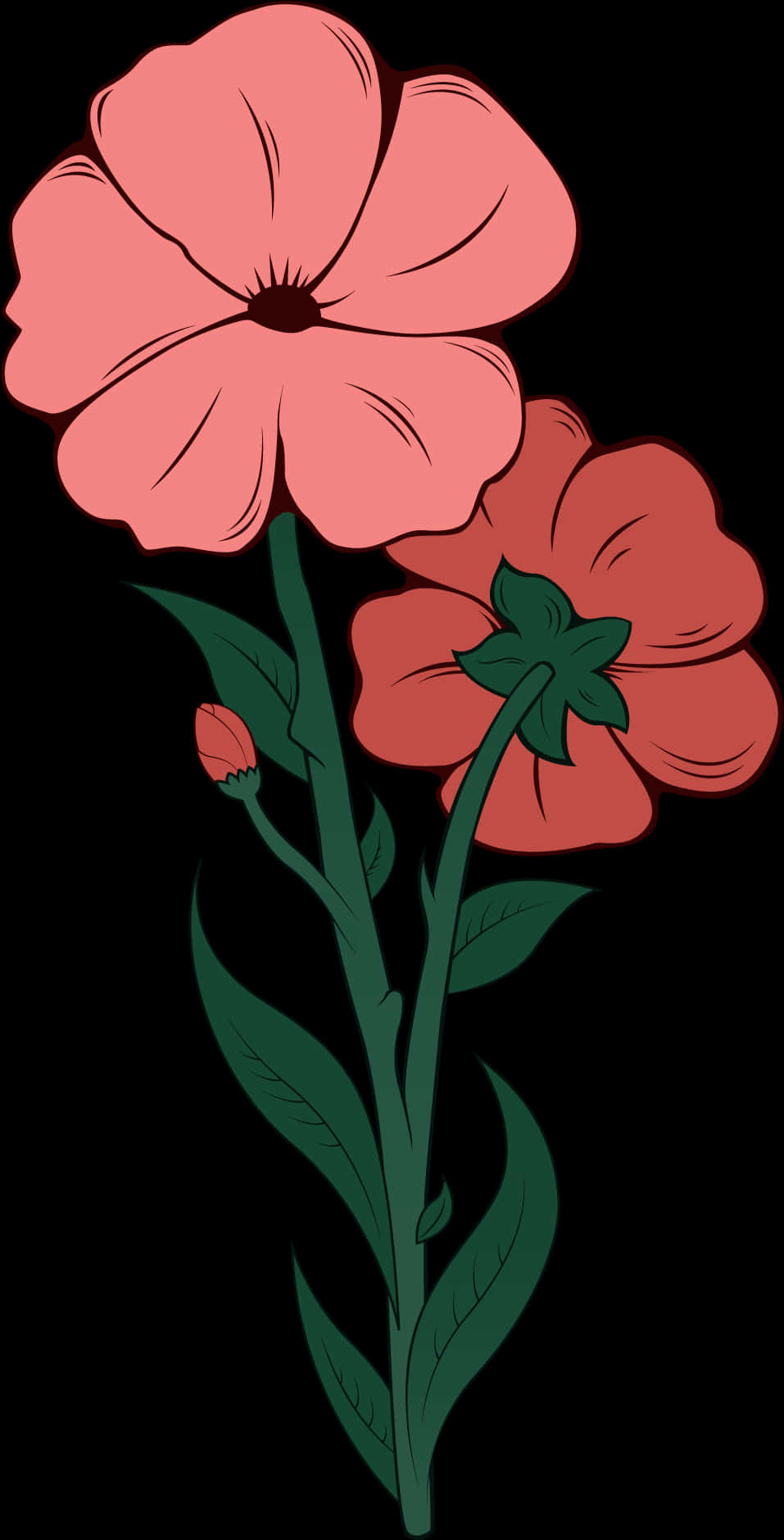 Stylized Pink Flowers Illustration PNG Image