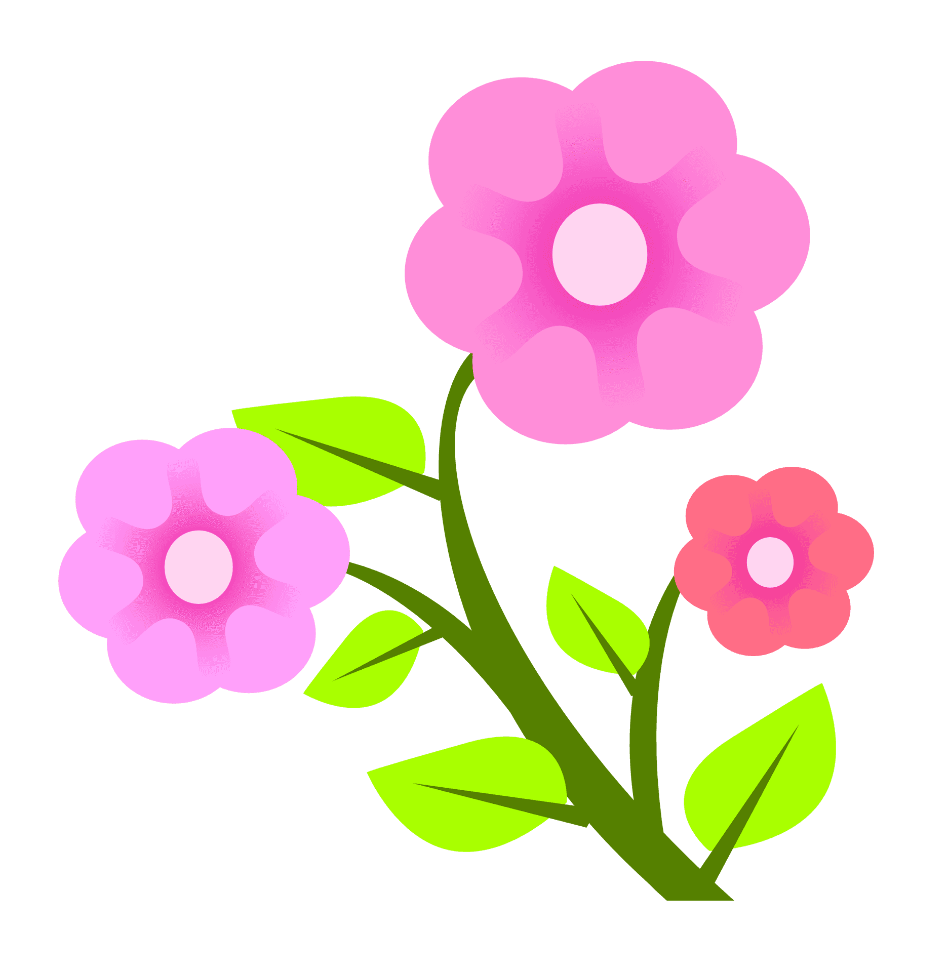 Stylized Pink Flowers Illustration PNG Image