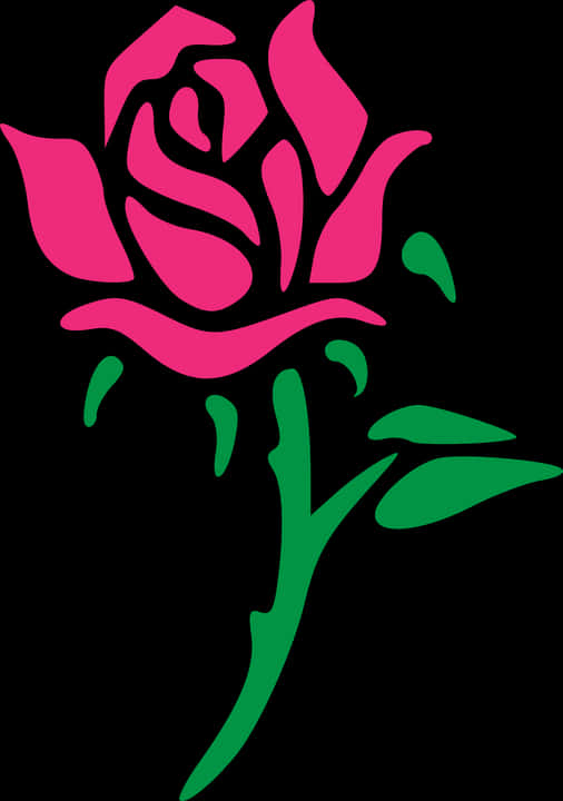 Stylized Pink Rose Graphic PNG Image