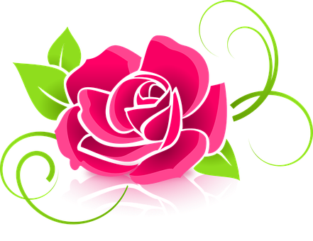 Stylized Pink Rose Vector Art PNG Image