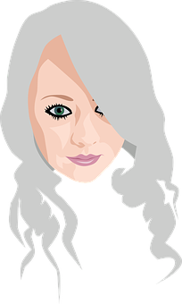 Stylized Portraitof Womanwith Silver Hair PNG Image