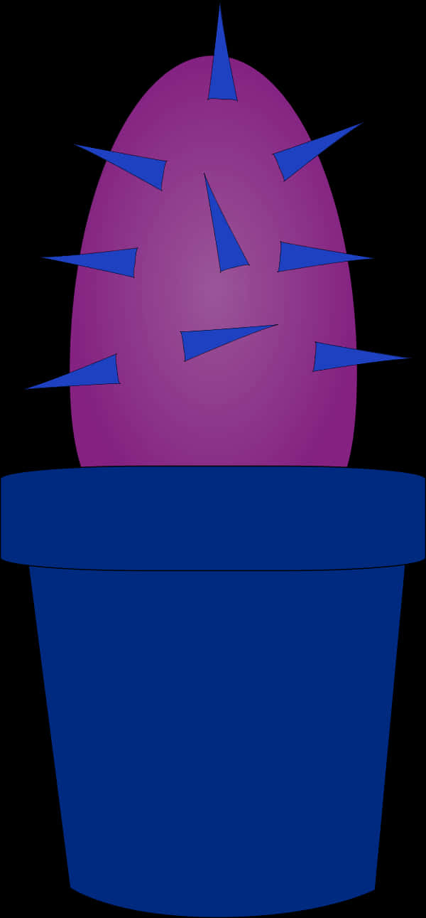 Stylized Purple Cactusin Blue Pot PNG Image