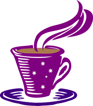 Stylized Purple Coffee Cup Graphic PNG Image