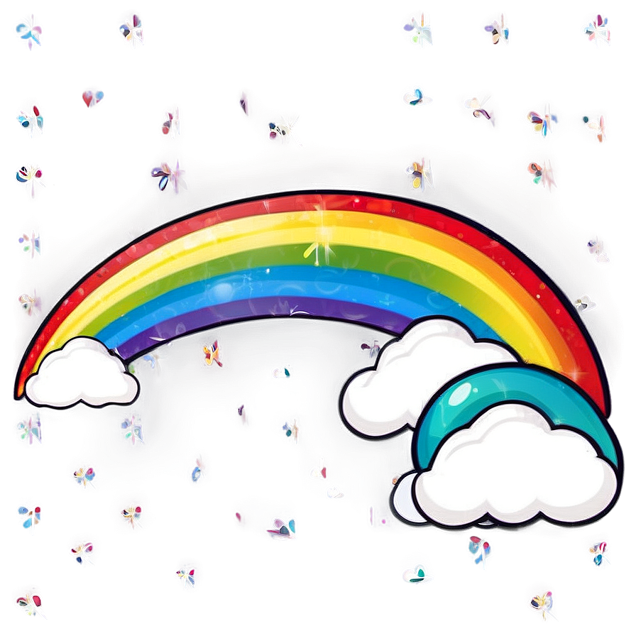 Stylized Rainbow With Clouds Png Ywh PNG Image