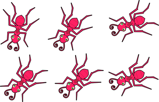 Stylized Red Ants Illustration PNG Image