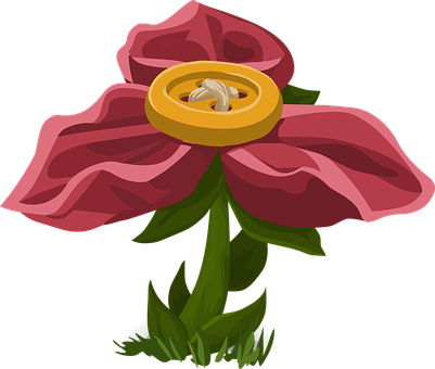 Stylized Red Flower Illustration PNG Image