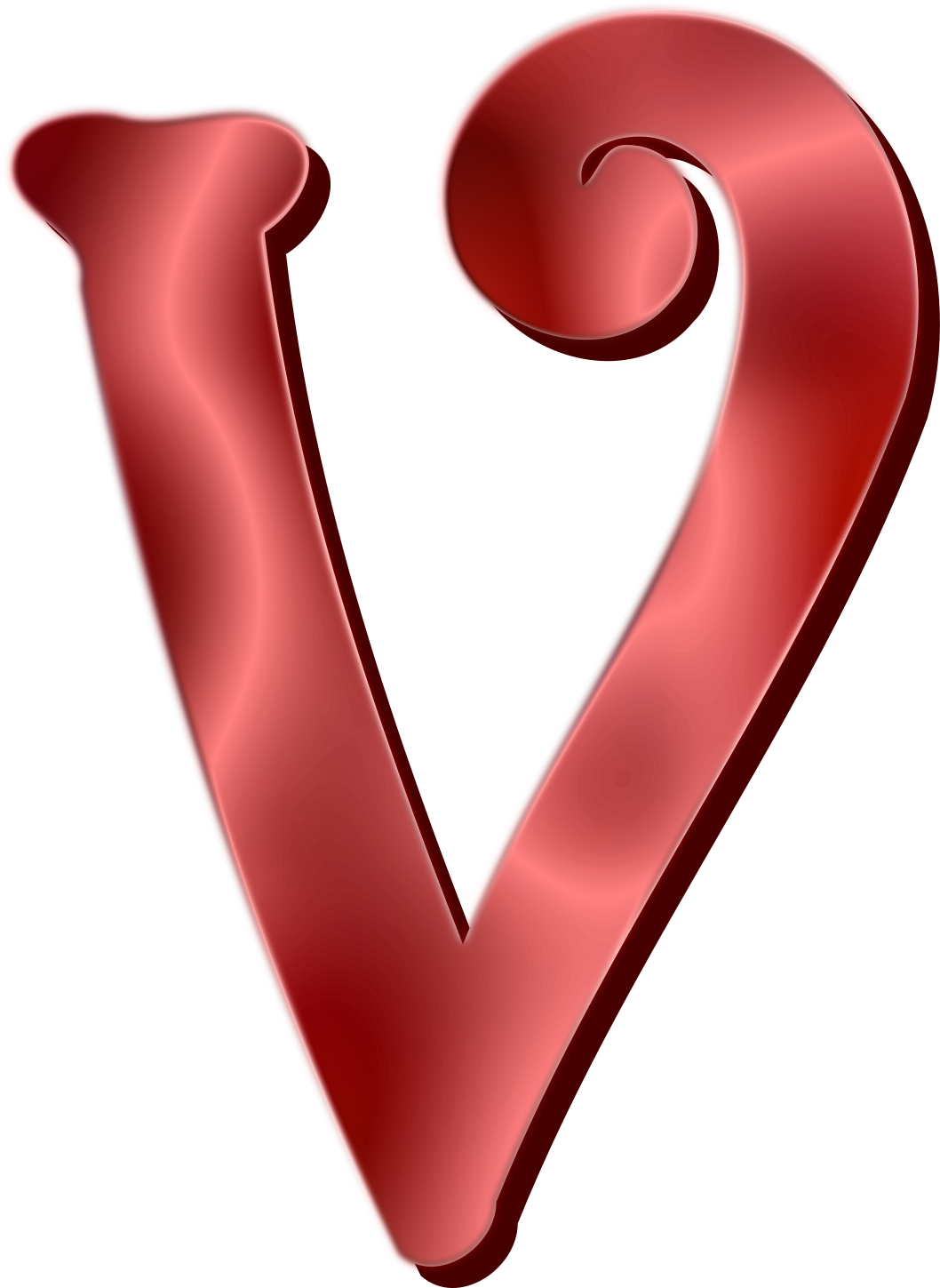 Stylized Red Letter V PNG Image