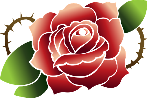 Stylized Red Rose Graphic PNG Image