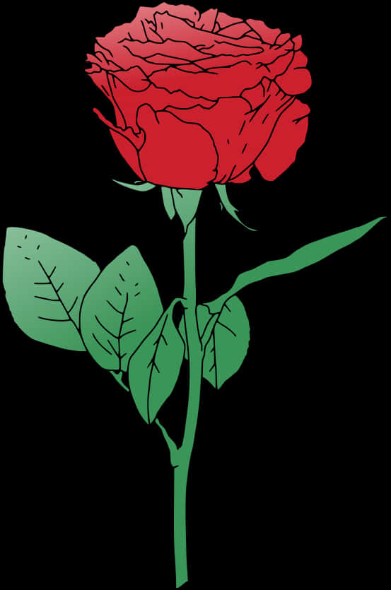 Stylized Red Rose Illustration PNG Image