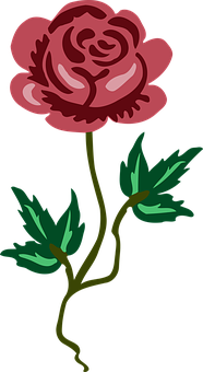 Stylized Red Rose Vector Illustration PNG Image