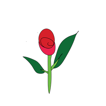 Stylized Red Rose Vector PNG Image