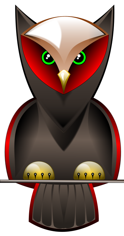 Stylized Redand Black Owl Illustration PNG Image