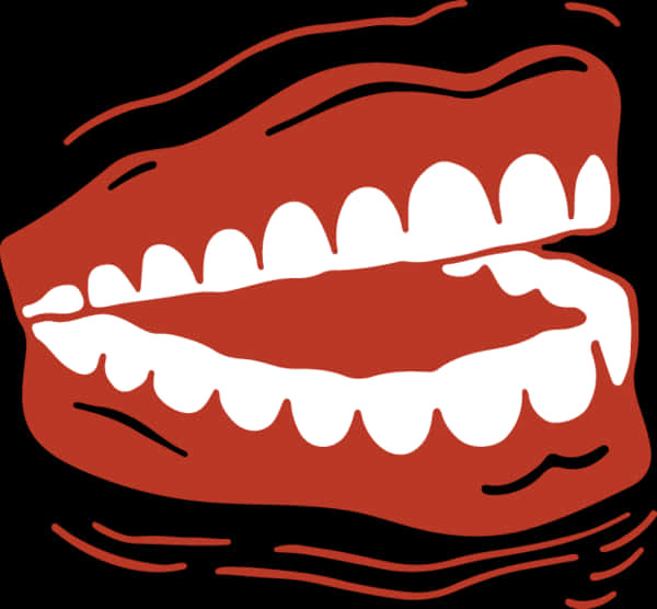 Stylized Redand White Smiling Mouth PNG Image