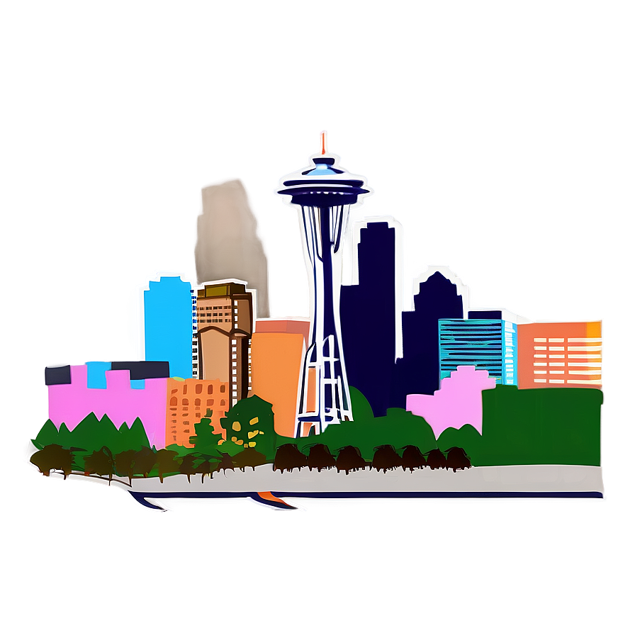 Stylized Seattle Skyline Drawing Png 06252024 PNG Image