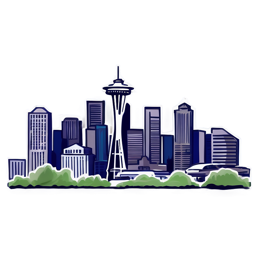 Stylized Seattle Skyline Drawing Png 06252024 PNG Image