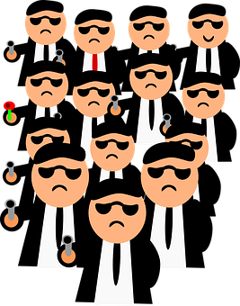 Stylized Secret Agents Illustration PNG Image