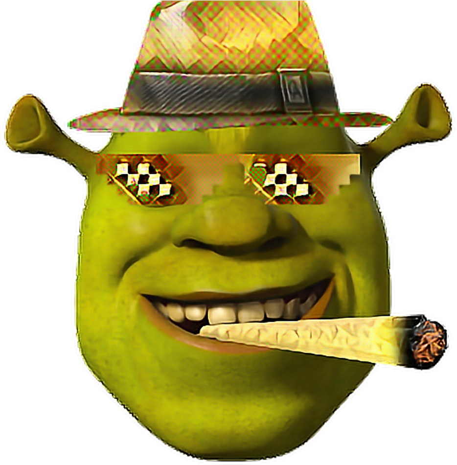 Stylized Shrek With Cigarand Sunglasses.png PNG Image