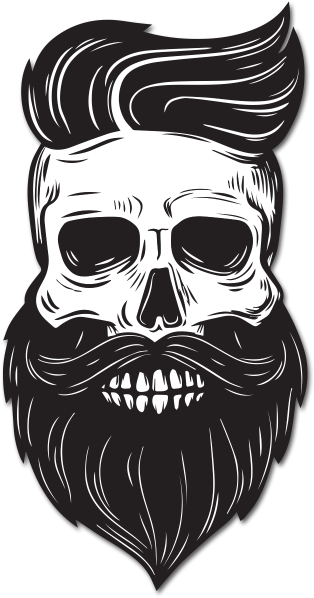 Stylized Skullwith Beardand Hairstyle PNG Image