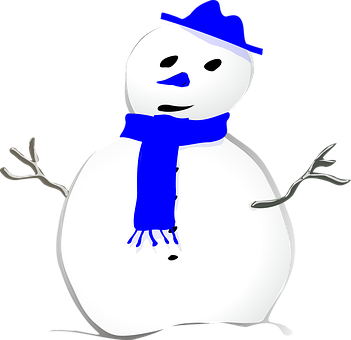 Stylized Snowmanwith Blue Accessories PNG Image