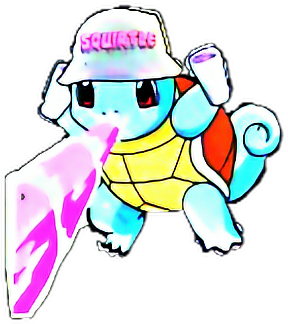 Stylized Squirtle With Surfboard PNG Image