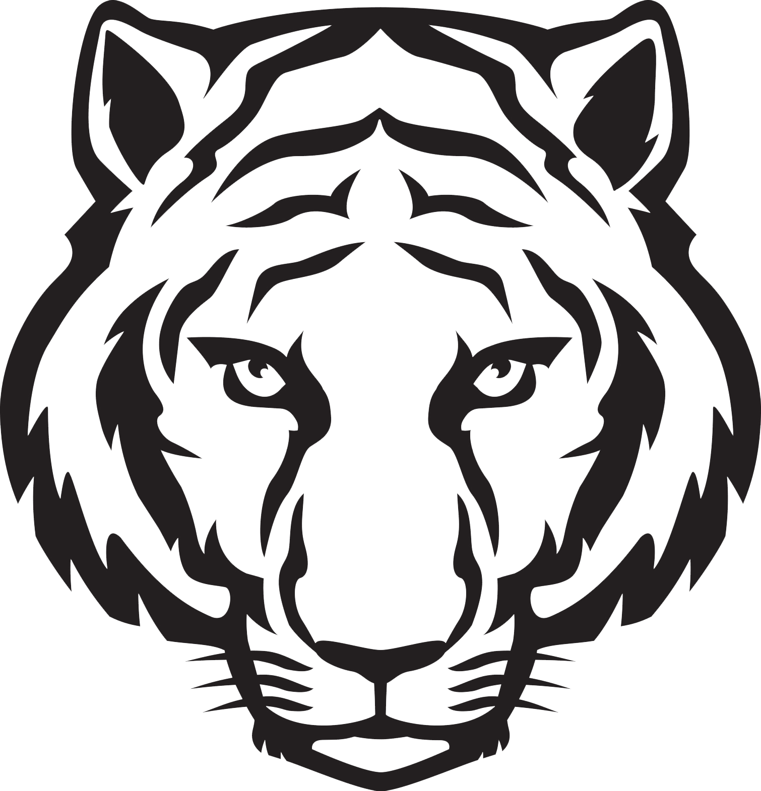 Stylized Tiger Head Graphic PNG Image