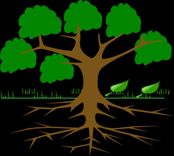 Stylized Treewith Visible Roots PNG Image