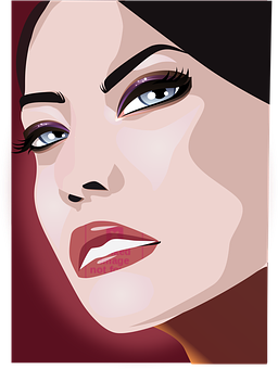 Stylized Vector Portrait Woman PNG Image