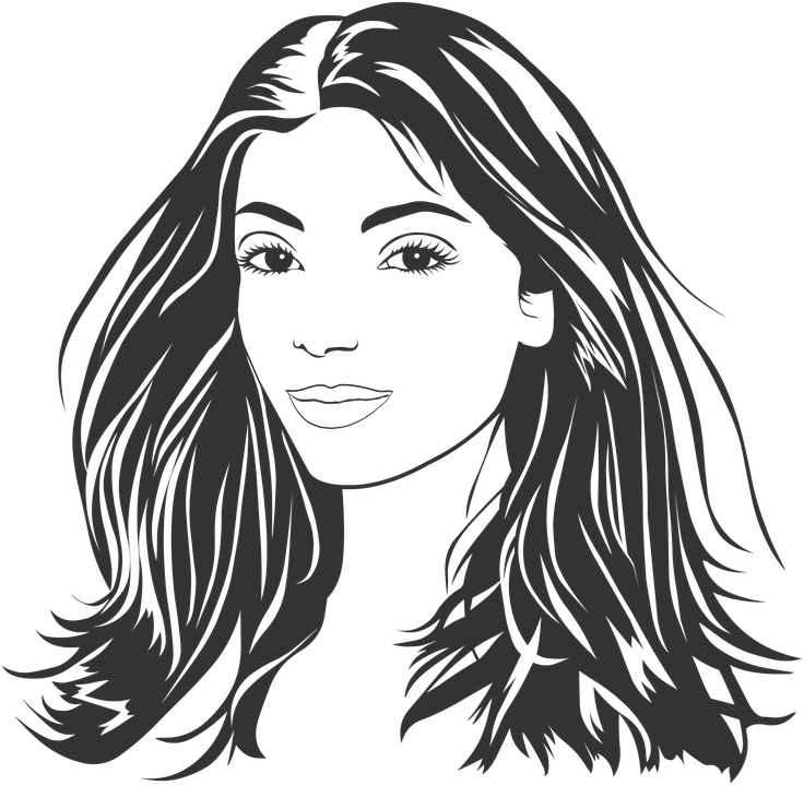 Stylized Woman Portrait Vector PNG Image