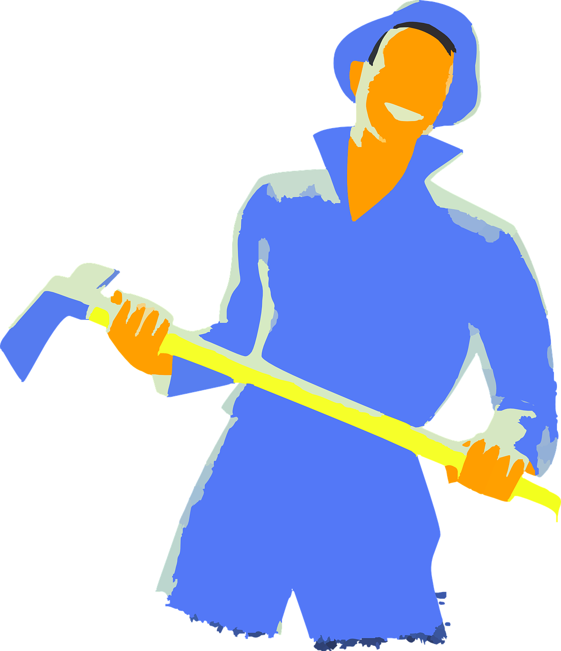 Stylized Workerwith Axe PNG Image