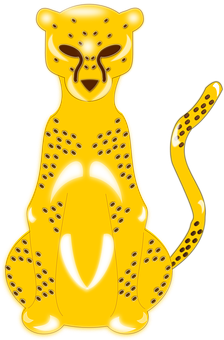 Stylized Yellow Cheetah Illustration PNG Image