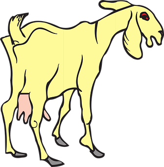 Stylized Yellow Goat Illustration PNG Image